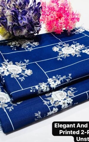 Cotton 2 Piece All Over Printed Blue Suit