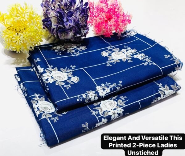 Cotton 2 Piece All Over Printed Blue Suit