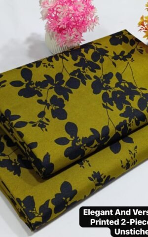 Cotton 2 Piece All Over Printed Suit Olive Colour