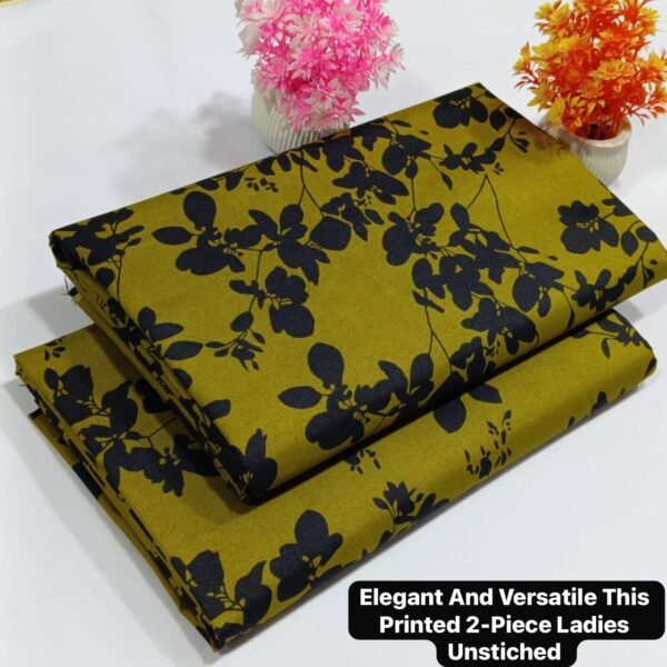 Cotton 2 Piece All Over Printed Suit Olive Colour