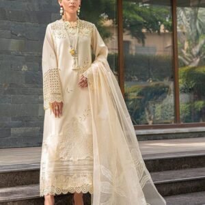 Mushq Luxury Lawn Cream Blush Fully Embroidered