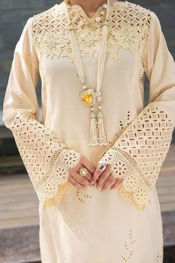 Mushq Luxury Lawn Cream Blush Fully Embroidered