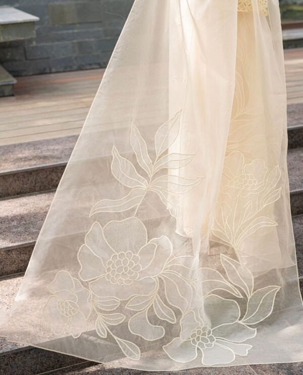 Mushq Luxury Lawn Cream Blush Fully Embroidered
