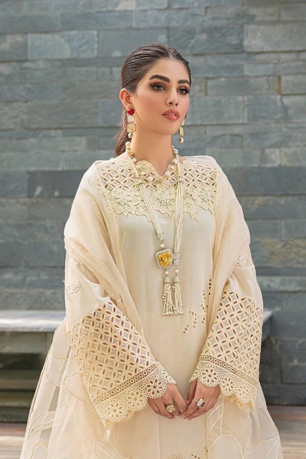 Mushq Luxury Lawn Cream Blush Fully Embroidered