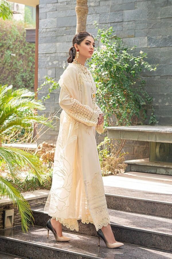 Mushq Luxury Lawn Cream Blush Fully Embroidered